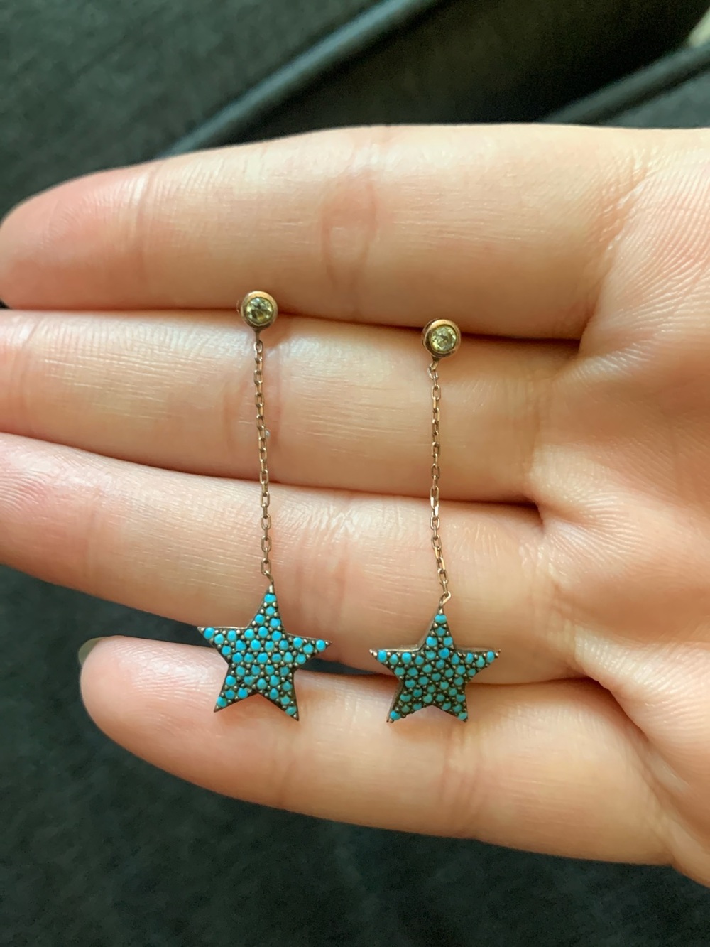 Sterling Silver Drop Star Earrings